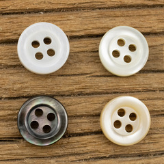 四眼加厚型黑蝶貝米黃色高定襯衫貝殼紐扣米白色漂白白色襯衣扣子