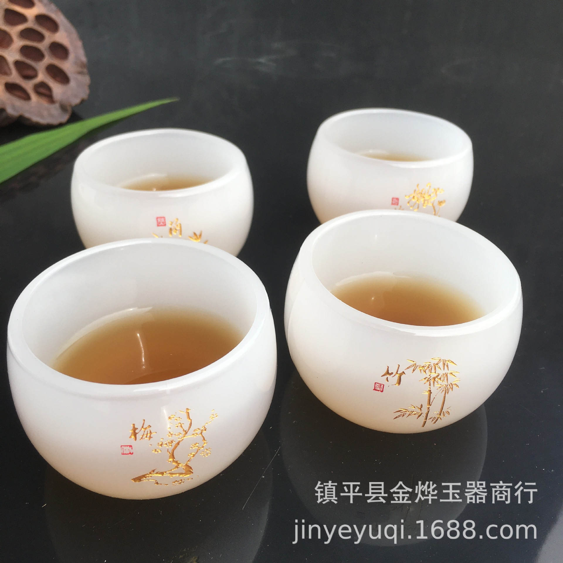 Jade porcelain Glass Cup Four gentlemen Merlin, bamboo and chrysanthemum master Kungfu Online tea set suit Tea cup Priced supply