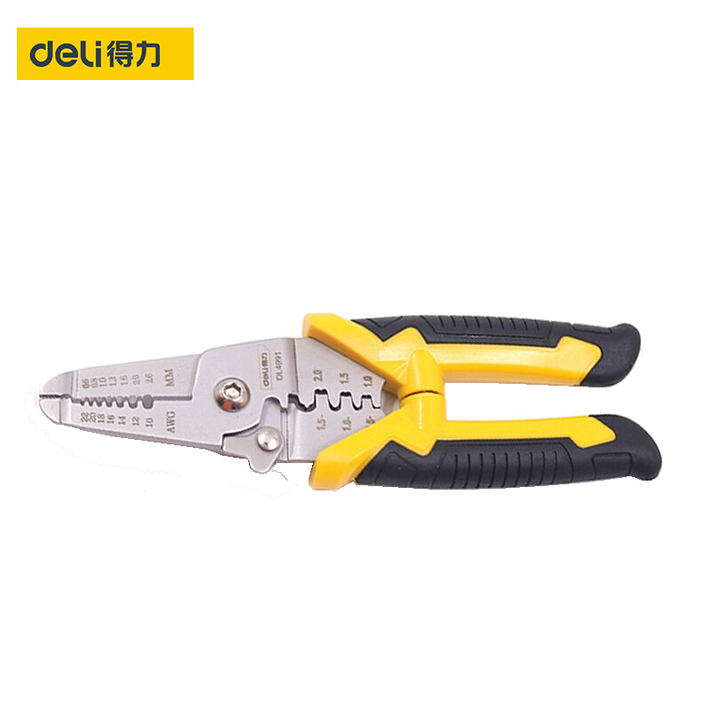得力工具多功能剥线钳剪切钳剥皮扒线钳压接钳DL4991