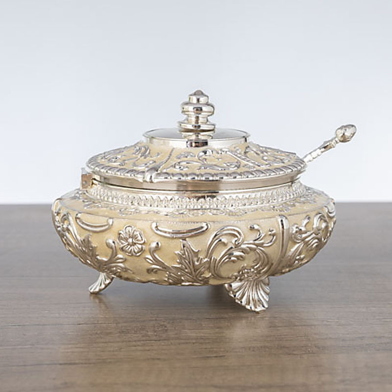 新款创意欧式珐琅彩糖盅高档豪华锌合金桌面白糖罐调味罐|ms