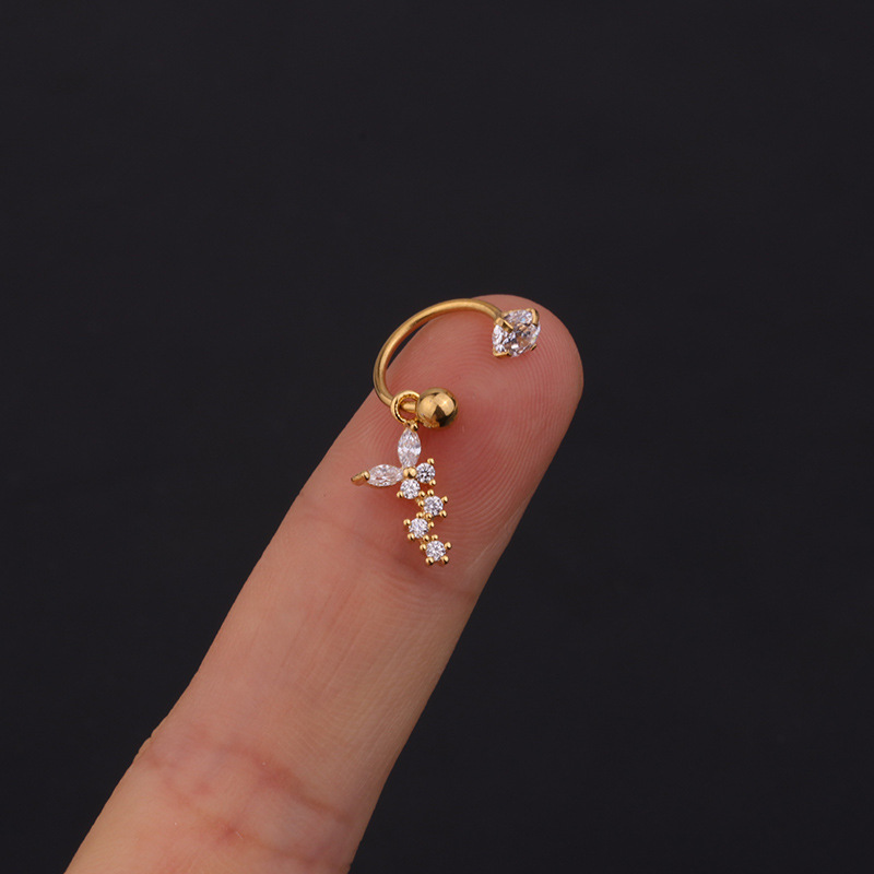 Ear Cartilage Rings & Studs Geometric 316 Stainless Steel  Copper Inlaid Zircon display picture 32