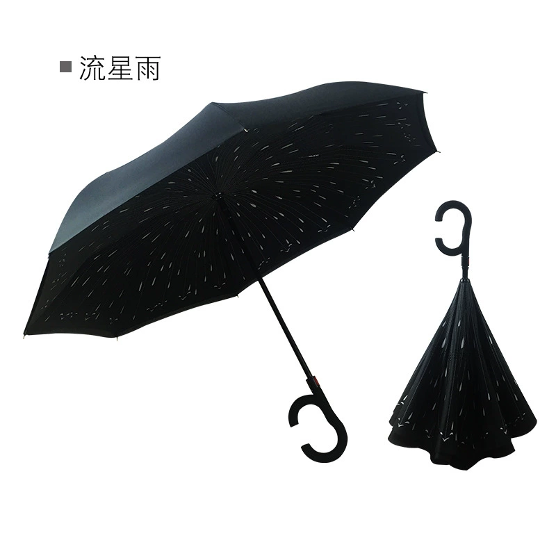 Creative double -layer C -type automatic reverse umbrella avoiding the sun umbrella car fixed rod reverse umbrella ads reverse umbrella