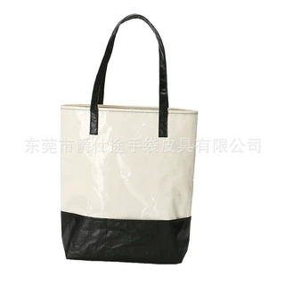 新款休闲编织料单肩包 便捷防水PE编织购物袋 环保编织手提袋