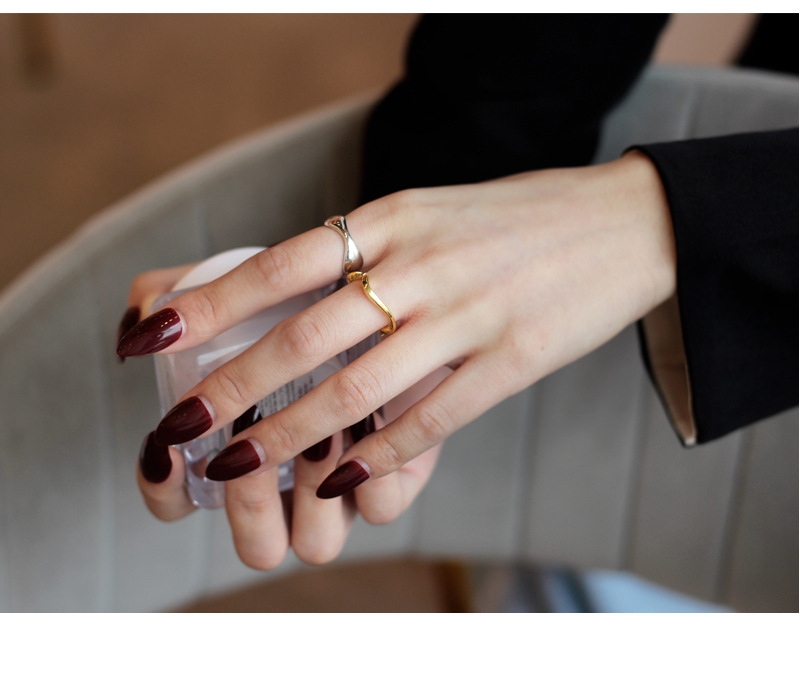 Simple Style Irregular Solid Color Silver Plating Open Ring 1 Piece