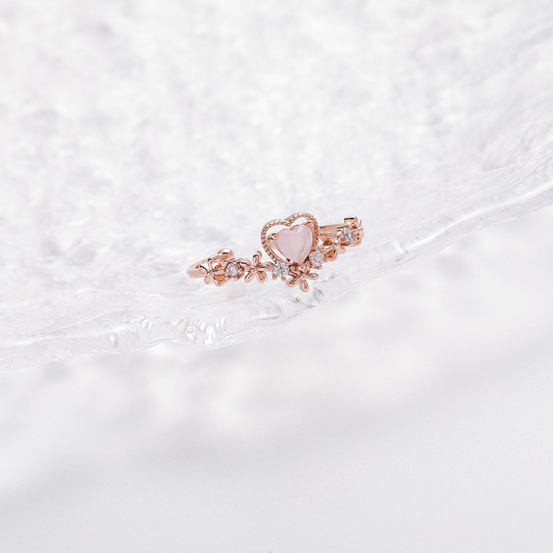 Korea fashion diamond crystal zircon flower ring micro inlaid sweet wild love flower ring wholesale nihaojewelrypicture21