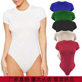 2021夏季新款休闲女装欧美跨境短袖连体裤外贸紧身连体衣bodysuit