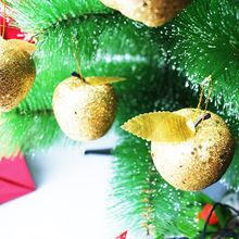 亞馬遜現貨聖誕節裝飾3/4/6cm金蔥粉泡沫蘋果聖誕樹掛件紅色蘋果