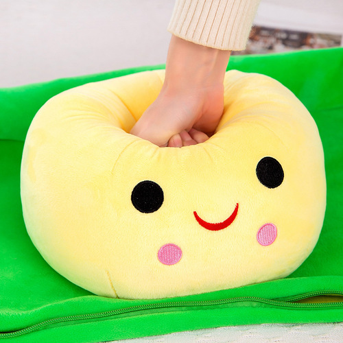 Fun Pea Pod Pillow Cute Beanie Doll Plush Toy Cartoon Pea Cushion Birthday Gift