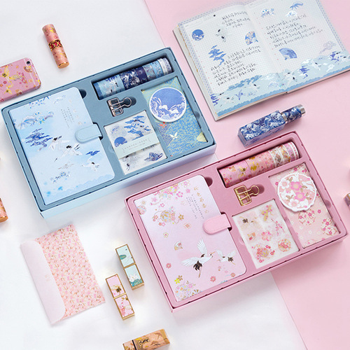 Magnetic Button Notebook Set, Traditional Chinese Style, Creative Student Planner, Exquisite Magnetic Button Cover Stationery Box