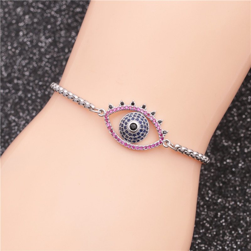 Europäischer Und Amerikanischer Schmuck Grenz Überschreitende  Edelstahl Kette Devil Eye Damen Verstellbares Armband Bracelet display picture 5