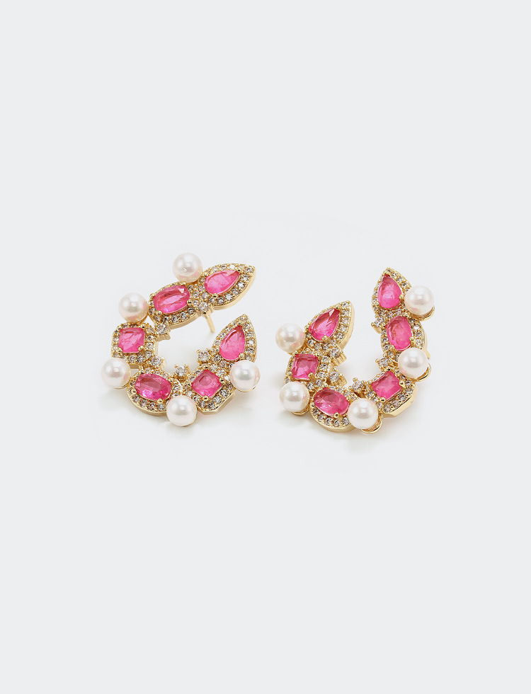 Boucles D&#39;oreilles En Cuivre Perle De Pierre De Style De Mode En Gros display picture 5