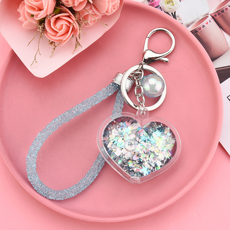 Acrylic Heart Flowable Sequins Quicksand Keychain Wholesale Nihaojewelry display picture 9