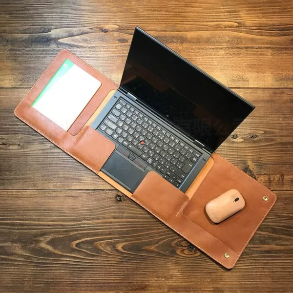 Leather Laptop Bag Office Desktop Storage Multi-function Wrap-up Laptop Case