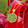 Golden stone inlay heart shaped, jasper from Khotan district jade, pendant, four-leaf clover, 24 carat