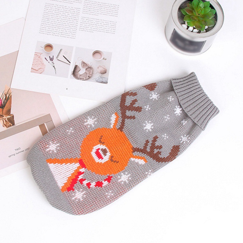 Christmas Reindeer Maple Leaf Snowflake Holiday Pet Clothes Turtleneck Knitted Sweater Dog Cat Clothing Winter Coat_voghion.com