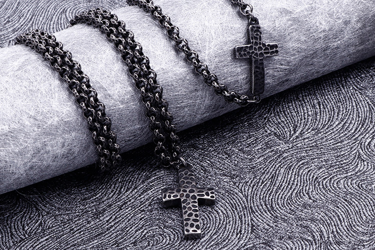 New Stainless Steel Cross Pendent Necklace Bracelet Set Wholesale Nihaojewelry display picture 5