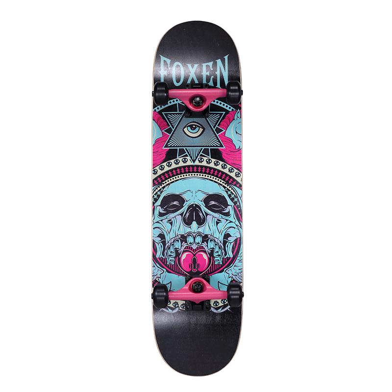 Professional universal skateboard with two curved ends on four…