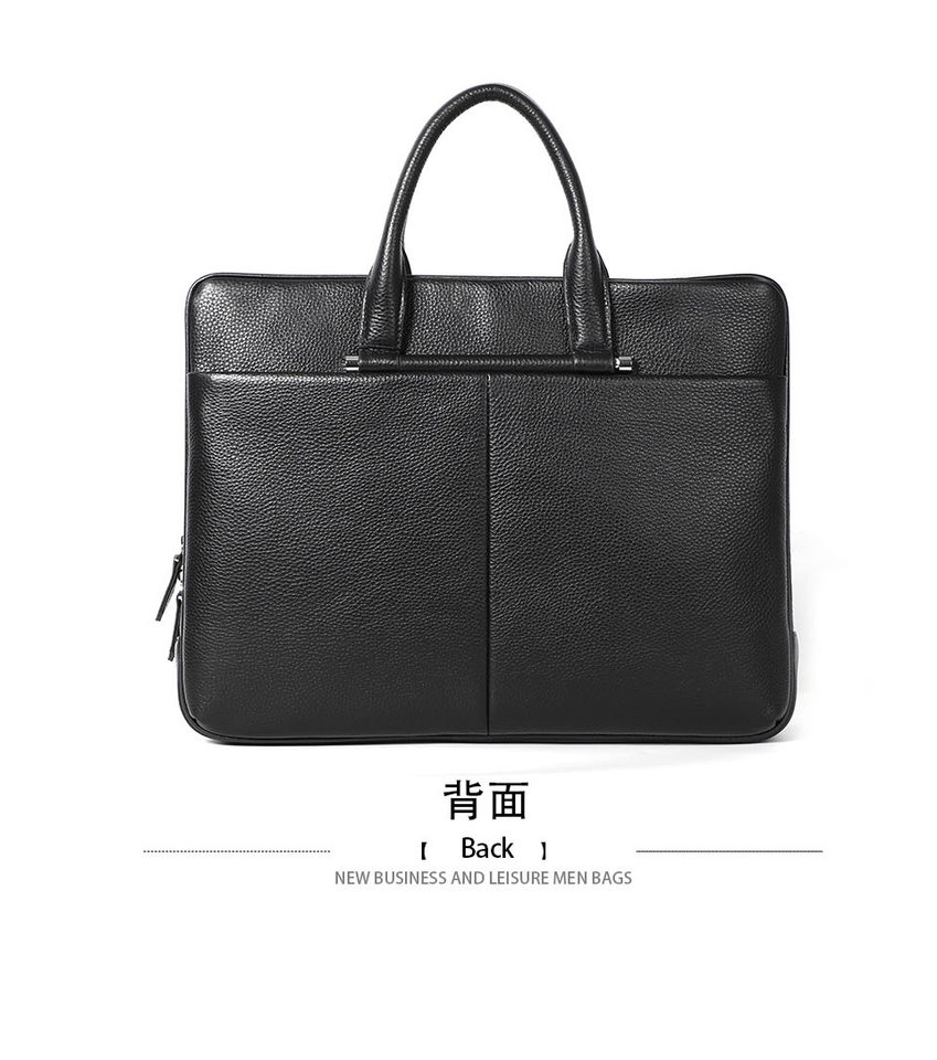 Túi xách nam da bò thật dung tích lớn 38×29×9 cm, túi công sở đeo chéo một vai — Màu đen chi tiết 13