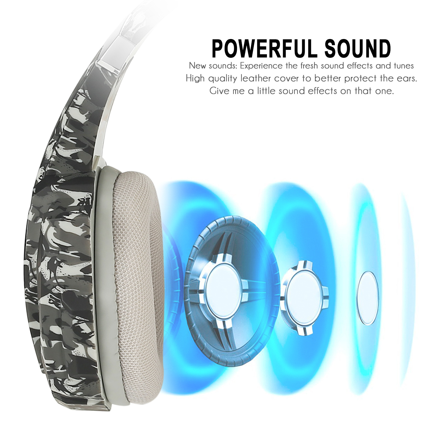 因卓G9600头戴式游戏耳机3.5mm迷彩发光有线电竞适用PS4电脑耳机