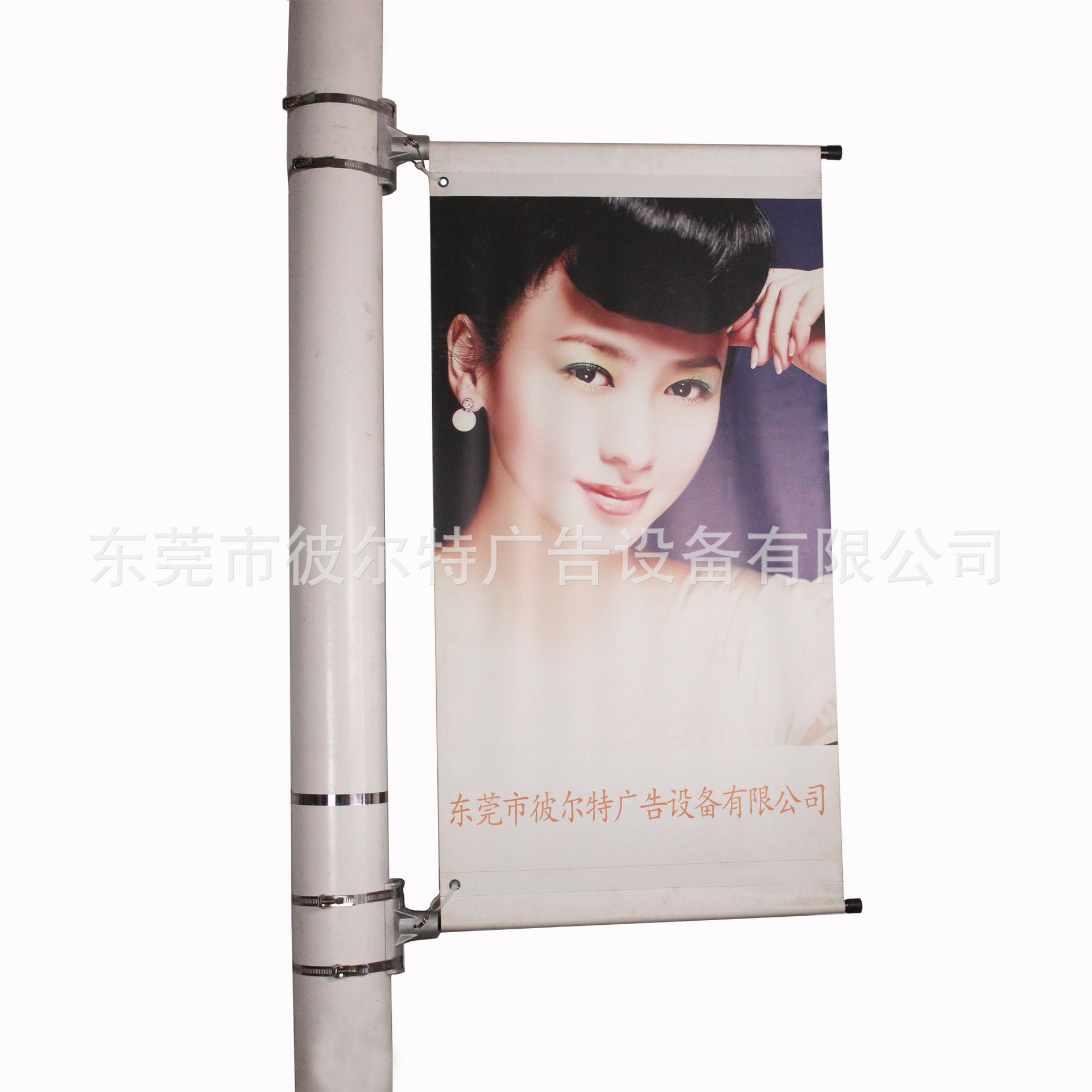 特诺斯高速路灯杆广告横幅抱箍,街道灯杆广告道旗防风支架