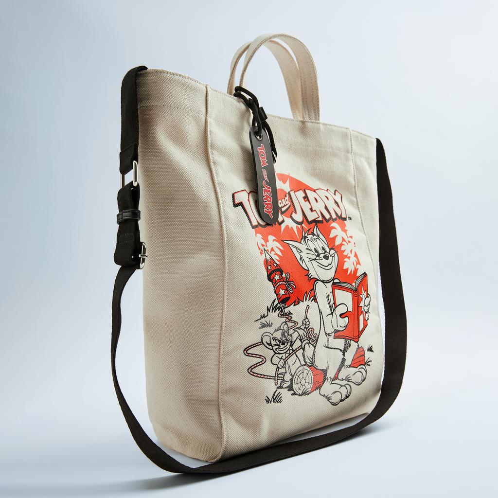 Early autumn section ZA new pattern Men's bag Beige Warner Tom and Jerry printing Shopping Bag 13328620102