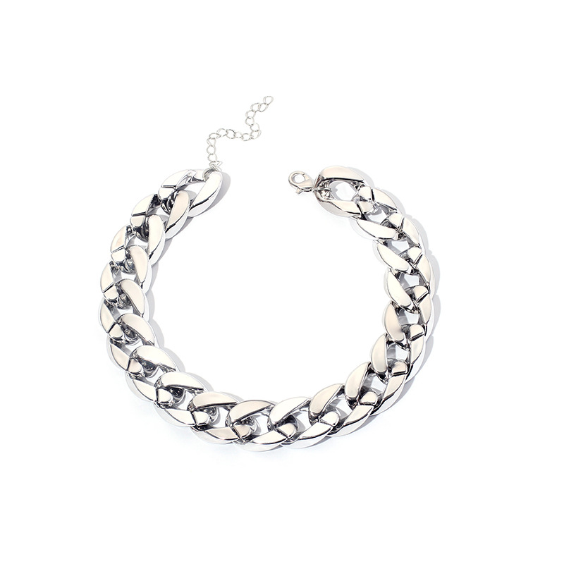 28g Weight Necklace Classification Wedding, Travel Occasion Unisex Gender Plating Design Simple Style Style White, Gold, Black Color Fashion Simple Thick Chain Women's Necklace Wild Style Hiphop Port Style Accessories Jewelry Nihaojewelry 12