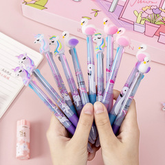 Cartoon multi-color ballpoint pen wholesale blue black red 3-color pen push-button oil pen 0.5 journal pen student stationery