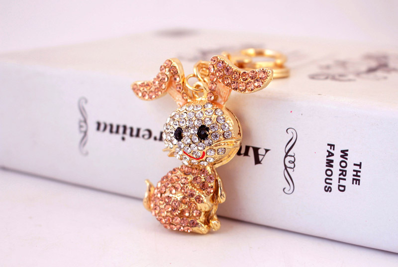 63g Weight Alloy, Metal Material Doll Pattern Unisex Gender Pink, Blue Color Alloy Rhinestone Cartoon Bunny Keychain 4