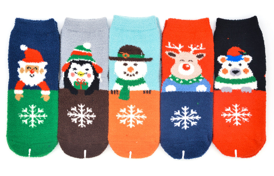 Femmes Mignon Père Noël Bonhomme De Neige Wapiti Molleton Jacquard Crew Socks display picture 1