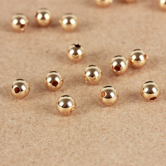 美國14K包金金豆豆光面圓珠diy散珠串珠防過敏 14k美國包金珠