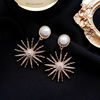 Silver needle solar-powered, universal earrings from pearl, silver 925 sample, flowered, 2020