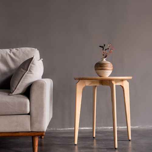 Like-minded: Classic Nordic Solid Wood Small Coffee Table – White Ash Link Round Side Table – No Additional Materials / Fully Sanded