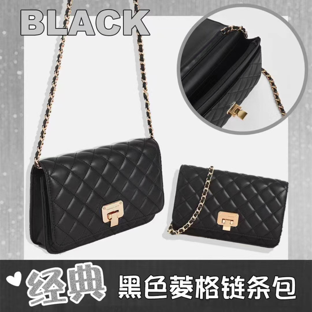 2020新款小ck黑色菱格包小香风质感小方包网红同款百搭斜挎单肩包|ms