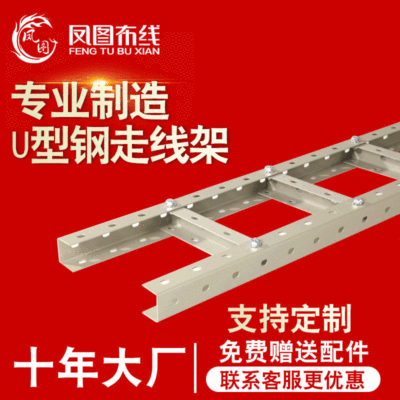鳳圖布線 多孔U型鋼走線架200mm 機房走線架金屬開放式電纜橋架