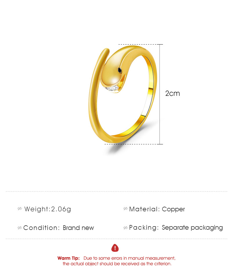 Simple Snake-shaped Cute Zircon Opening Adjustable Ring display picture 1