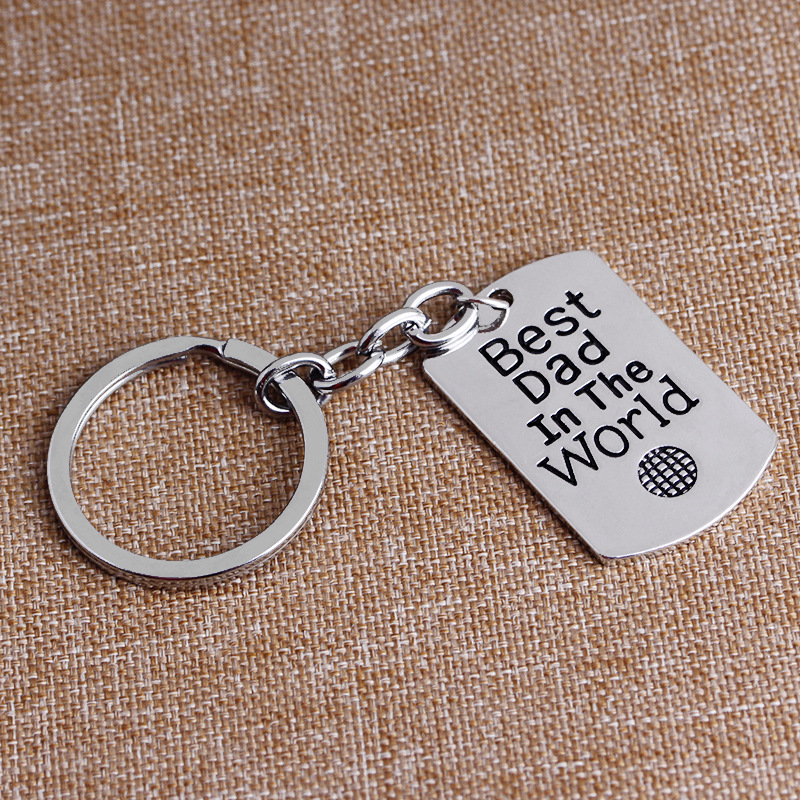 14g Weight Alloy, Metal Material Geometric Pattern Unisex Gender Fashion English Lettering Father's Day Alloy Keychain 5