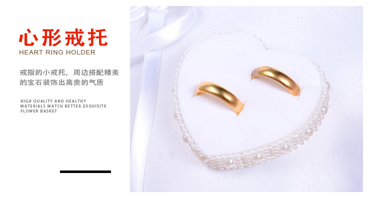 New creative white wedding ring pillows, camellia accessories, square ring boxes, bride and groom ring holders, wholesale wedding supplies detail image 5