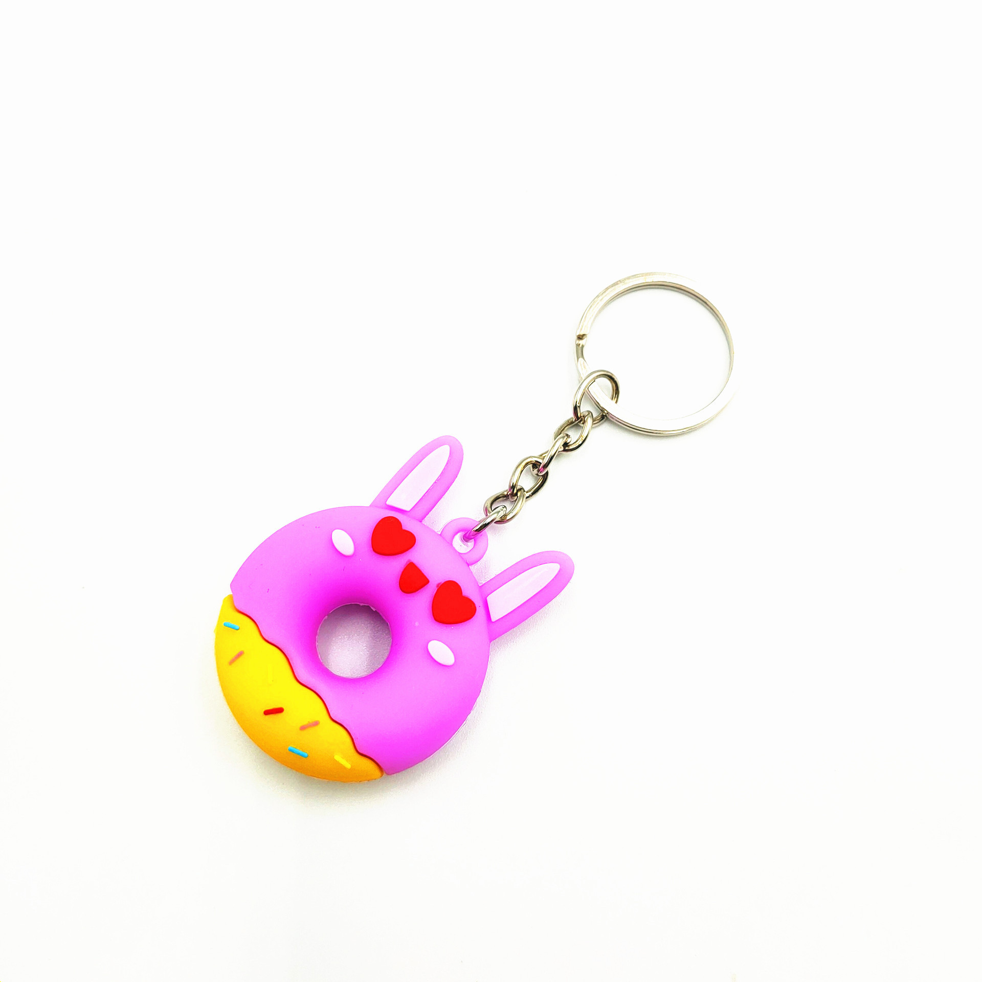 Nuevo PVC de dibujos animados goma suave donut llavero colgante bolsa accesorios creativo tienda alimentos pequeño regalo