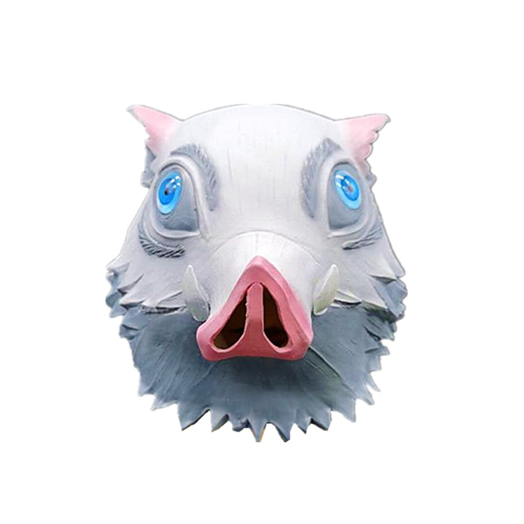 Hoja fantasma cabeza de cerdo máscara cabeza cubierta boca ping Yi Zhi ayuda anime japonés accesorios de rendimiento Halloween cubierta de la cabeza de látex