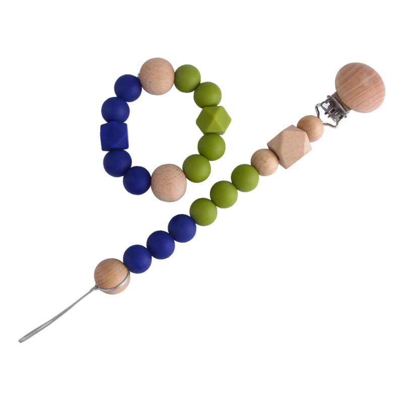 Seguridad del medio ambiente de silicona chupete cadena mordedor palo Bebé Beech octogonal cuentas de silicona juguete mordedor pulsera