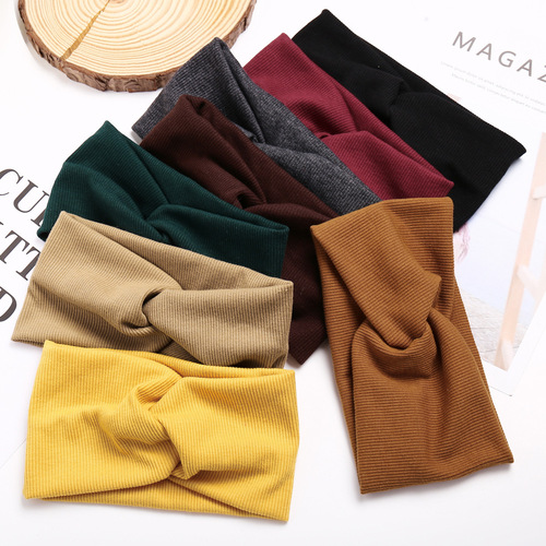 6229 Minimalist Knit Cross Headband Yoga Sports Unisex Fashion Sweat Absorbent Head Scarf Instagram Style Face Washing Hair Accessory