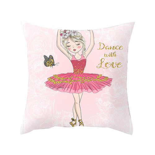Ballet Dancing Girl Pillow Cover Home Fabric Sofa Cushion Cover Wholesale