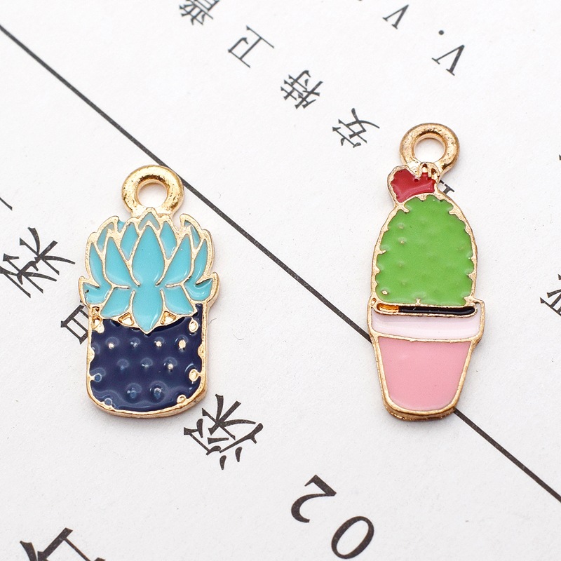 10 Pcs/package Simple Style Cactus Plant Alloy Enamel Jewelry Accessories display picture 4