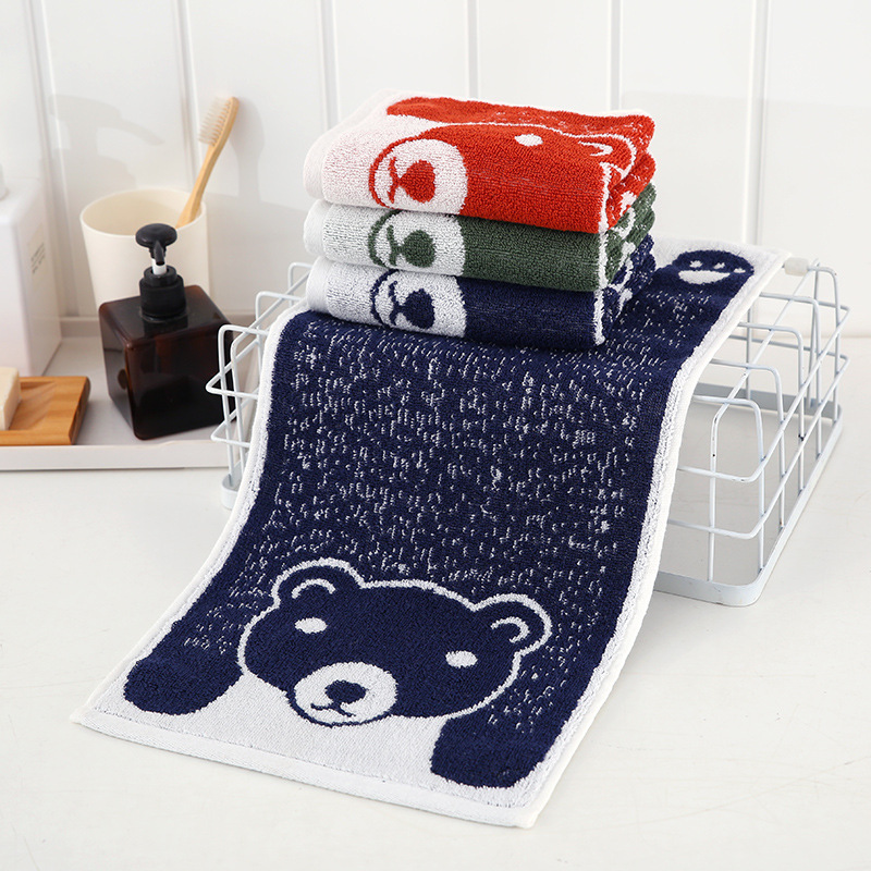 New products Child towel pure cotton children Cartoon Bear thickening towel Dyed soft water uptake kindergarten customized logo