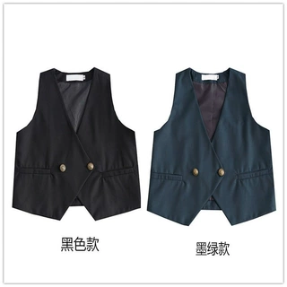 基础款百搭jk马甲日系风格西装背心外套女春秋黑色制服学院风马夹