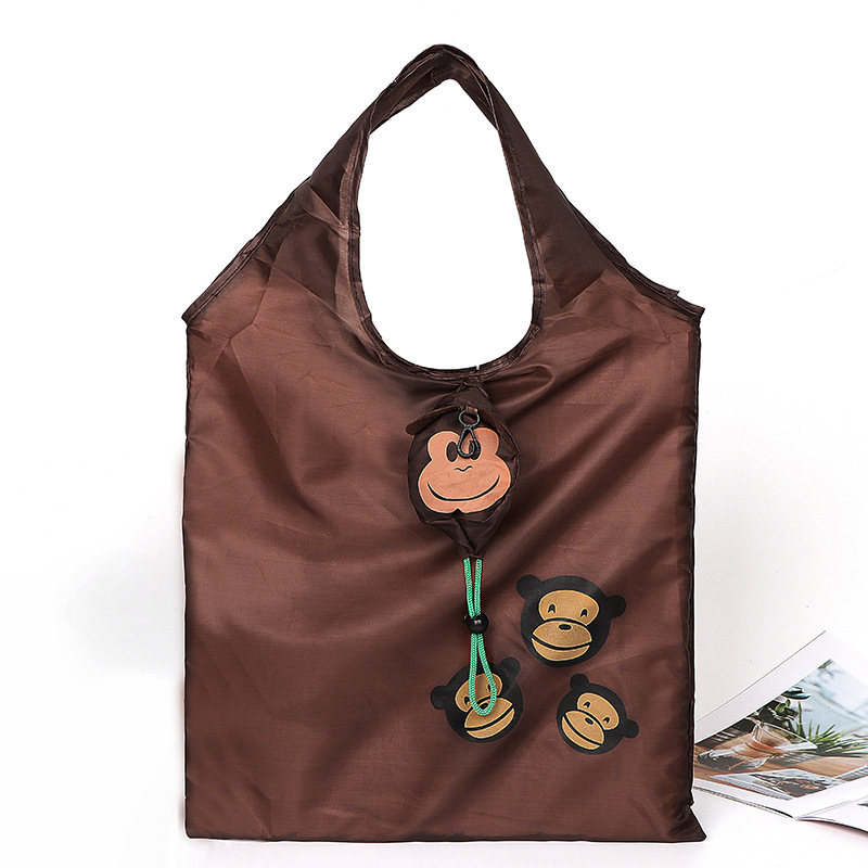 卡通动物猴子购物袋可折叠环涤纶保收纳袋不易坏家居用品现货定制|ms