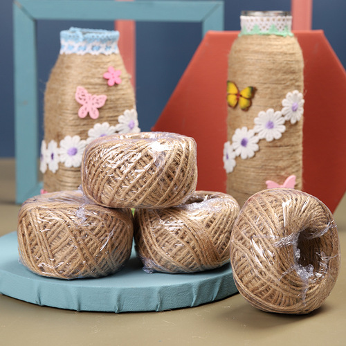 Factory direct sales 3 strands of photo wall decoration hemp rope textile accessories diy rope original color retro tag rope 50 meters