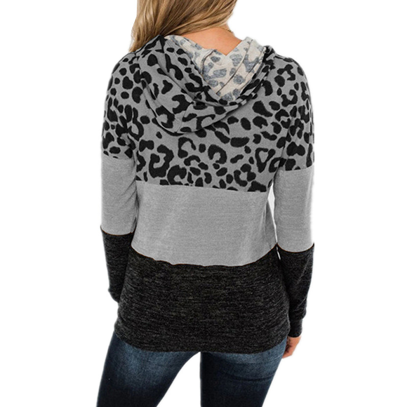 Leopard Stitching Hooded Sweatshirt NSYHY105732