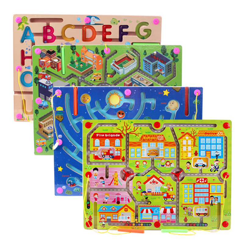 磁性运笔迷宫木质大号走珠磁力玩具 儿童益智早教亲子桌面玩具|ms