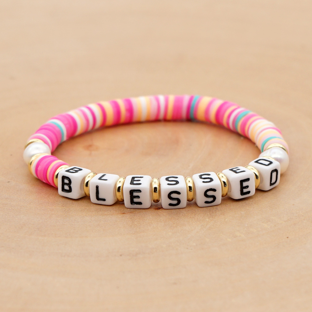 Fashion  Retro Trendy   Natural Beautiful Pearl Color Soft Ceramic Letters Bracelet Nihaojewelry Wholesale display picture 16